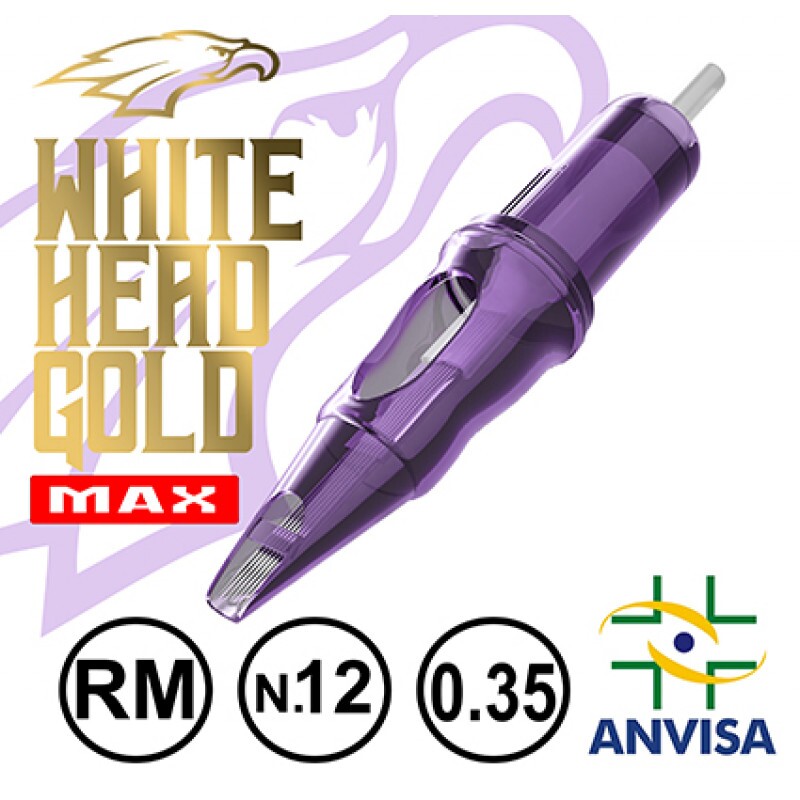 CARTUCHO COM AGULHA WHITE HEAD GOLD 0,35mm Ref.15RM-12 MAX